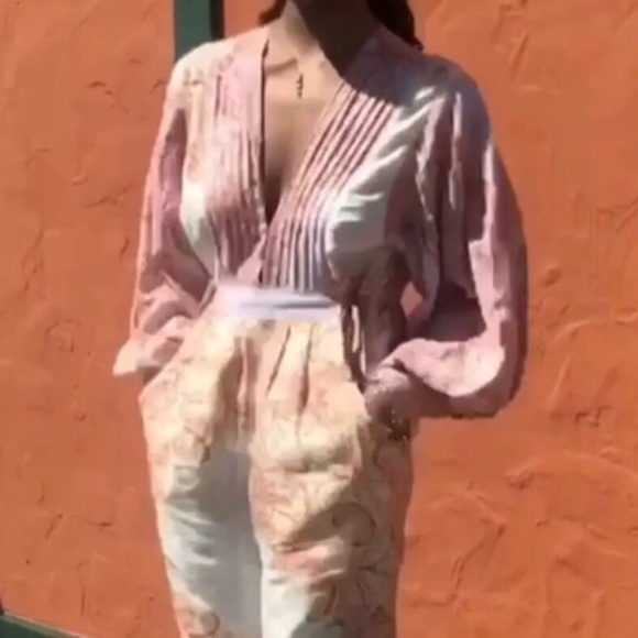 BNWOT Free People v neck paisley hippie jumpsuit size S - Picture 5 of 11